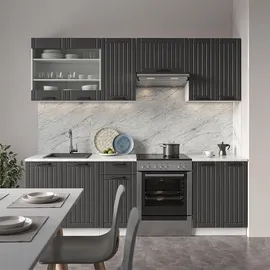 Vicco Küchenzeile Fame-Line 240 cm Anthrazit/Weiß