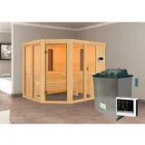 Karibu Infrarotkabine Anka mit Ofen externe Stg.+ 2 Infrarotstrahler Natur