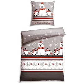 SCHIESSER Bettwäsche "Dida aus weicher Baumwolle mit coolem Winterprint", grau, B/L: 155cm x 220cm, 1 Stk., 1 Stk., Feinbiber, B/L: 80cm x 80cm, 2 Stk., Feinbiber, Obermaterial: 100% Baumwolle, Bettwäsche, Bettwäsche, MADE IN GREEN by OEKO-TEX-zertifiziert