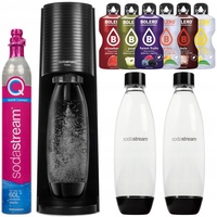 Saturator SodaStream Terra Black + 2 Flaschen + Bolero-Beutel Set mit 6 Geschmacksrichtungen