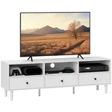 Homcom TV Schrank TV Board mit Schubladen, 3 offenen Fächern 140 cm Wohnzimmer, Wohnwände, Lowboards, Lowboards stehend