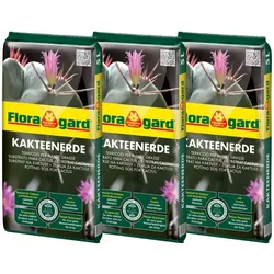 FLORAGARD Kakteenerde, 3 x 5 Liter, Karton - braun