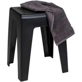 Wenko Badhocker Kumba Duschhocker schwarz, belastbar bis 120 kg, 38 x 47 x 32 cm