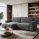 lookway Ecksofa OPERA L-Form mit Schlaffunktion und Bettkasten Grau