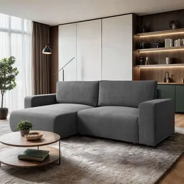 lookway Ecksofa OPERA L-Form mit Schlaffunktion und Bettkasten Grau