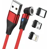 Realpower Magnetic cable 3 Amp,1m,rot mit Adaptern