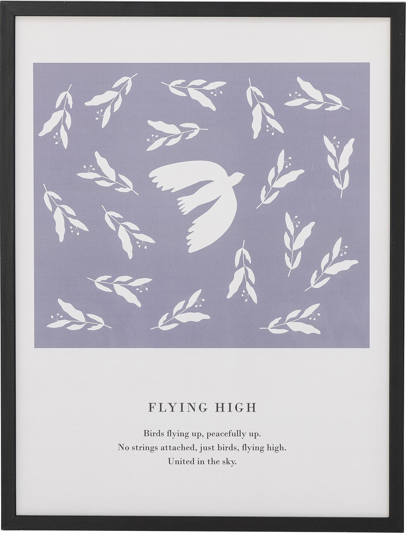 Bloomingville, Bilder, Flye Illustration w/ Frame, Black, Pine (32 x 42 x 1 cm)
