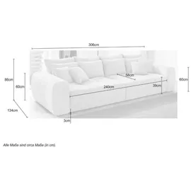 luma-home schönes für dein zuhause luma-home Big-Sofa, Anthrazit Textil, 4-Sitzer, einzeln stellbar,Rechteckig, 306x86x134 cm Wohnzimmer, Sofas / Couches, Sofas, Bigsofas