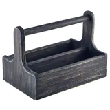 Table Caddy / Bar Organizer, Holz, schwarz - 25x15,7x18