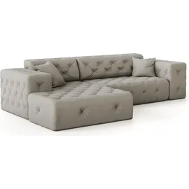 Fun Möbel Ecksofa Designersofa CHANTAL in Stoff Opera Velvet Gelb Ottomane Links