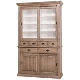 Casa Padrino Küchenbuffet Landhausstil Küchenschrank Braun / Weiß 142 x 48 x H. 225 cm - 2 Teiliger Küchenschrank mit 4 Schiebetüren und 6 Schubladen