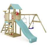 Wickey Spielturm MultiFlyer Light, mit Rutsche, Pastellblau