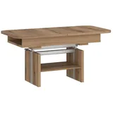 designimpex Couchtisch WM-2 ausziehbar höhenverstellbar mit Ablage Wohnzimmer Tisch, Funktionstisch, Wohnzimmertisch, Tisch, Esstisch, Sofatisch, Rollen braun