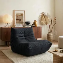 [en.casa] Bodensessel Kodsø Mikrofaser 75 x 90 x 100 cm Schwarz