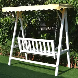 Melko Hollywoodschaukel Weiß Gartenschaukel Hängesitz mit Dach