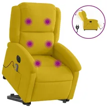 vidaXL Massagesessel mit Aufstehhilfe Elektrisch 144,5 x 82 x 0 cm Gelb Samt