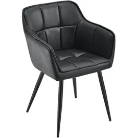 [en.casa] Esszimmerstuhl Kunstleder schwarz 2er Set