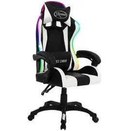 vidaXL Gaming-Stuhl mit RGB LED-Leuchten Weiß und Schwarz