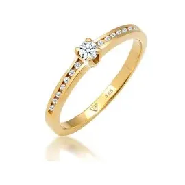 Elli Ringe - Ring Verlobungsring Diamant (0.18 ct.) 585 Gelbgol - Gr. 52 MM - in Gold - für Damen