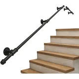 RTY-BY Treppe Handlauf, Treppe Handlauf Handläufe für Treppen, matt schwarz Industrieller Pipe Wandhalterung Geländer Banister Rail Support Kit Antikes rustikales Gusseisen Äußere Außenwandmontage