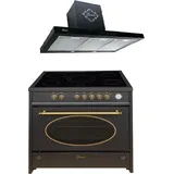 Gurari Elektro-Standherd GCH E 912 BL r + GCH 462 BL 9 Prime Dunstabzugshaube 90cm - Schwarz