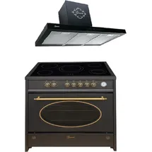 Gurari Elektro-Standherd GCH E 912 BL r + GCH 462 BL 9 Prime Dunstabzugshaube 90cm - Schwarz