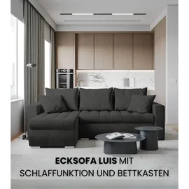 bromarkt Ecksofa LUIS Schlaffunktion Bettkasten L-Form 238x148x88cm Rosa