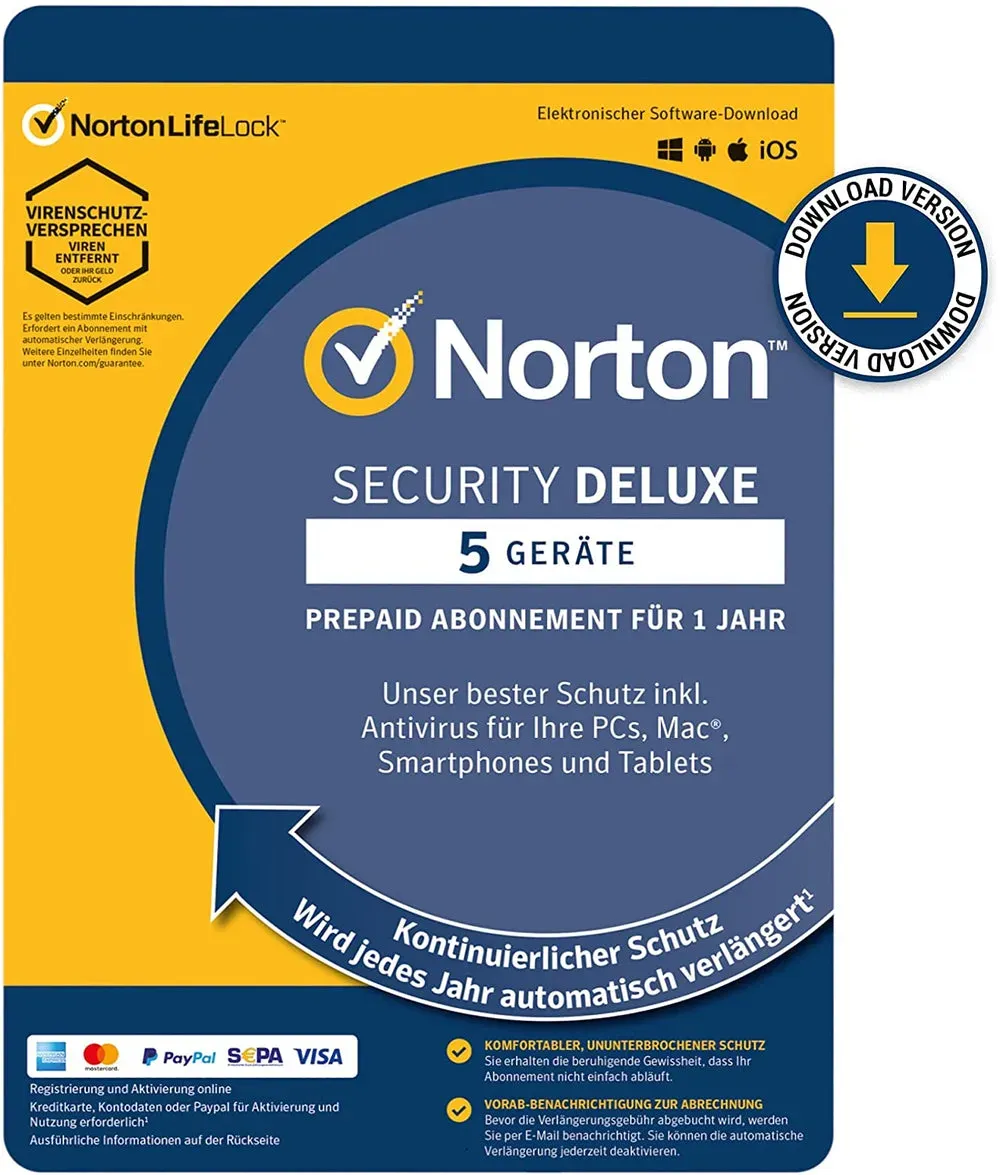 Norton 360 Standard 2024 | 1-10 Geräte | Antivirus | Unlimited Secure VPN & Passwort-Manager | 1 Jahr | PC/Mac/Android/iOS | Aktivierungscode per Email