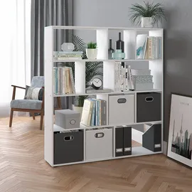 Vicco Raumteiler Pilar Bücherregal Standregal Büroregal 12 Fächer Weiß, 131.6 x 143 cm