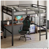 STILVORA Hochbett Hochbett 140×200 mit schreibtisch,Jugendbett mit Stauraum & Steckdose (Packung-Set, 1-St., Eisenbett) mit Geländer&Leiter