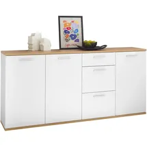 MID.YOU Sideboard 180 x 86 x 38 cm Weiß / Eiche Artisan