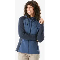 Sweatjacke Damen Hybridjacke Kapuze Naturwandern - NH500 Hybrid asphaltblau|abgrundblau 3XL