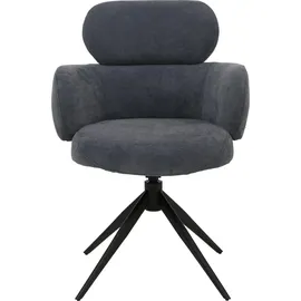 Mendler Esszimmerstuhl HWC-O77 Chenille grau-blau