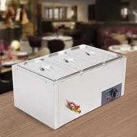 3x7L SpeisenwäRmer Warmhalter Edelstahl BehäLter Bain Marie Wasserbad BuffetwäRmer SpeisewäRmer Warmhalteplatte WarmhaltebehäLter Elektrisch Chafing Dish WäRmebehäLter Buffet Catering Party 850W