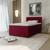 Panda möbel Boxspringbett Einzelbett 120x200, Rot, Avalon mit Bettkästen,