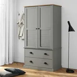 Kleiderschrank Vigo Grau 90x55x170 Cm Massivholz Kiefer