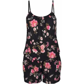 LASCANA Overall LASCANA, Damen, Gr. 34, N-Gr, bunt (bedruckt), Jersey, Obermaterial: 100% Viskose, geblümt, figurumspielend kurz, Rundhals, Overalls Overall, mit Spaghettiträgern und Blumenmuster, sommerlicher Jumpsuit