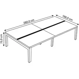Paperflow easyDesk Doppelschreibtisch weiß rechteckig, 4-Fuß-Gestell weiß 280,0 x 166,0 cm