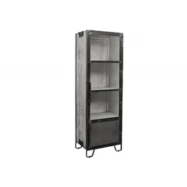 Massivmoebel24 Vitrine Mango 60 x 40 x 180 cm Grau