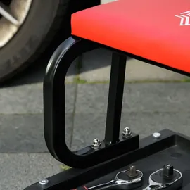 Homcom Werkstatthocker Arbeitshocker mit Ablage, Gepolstert Sitzkissen, Stahl, Rot