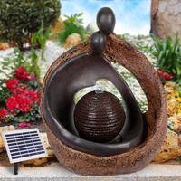 Solar Gartenbrunnen Brunnen Zierbrunnen Zimmerbrunnen Springbrunnen Brunnen mit LED-Licht, Wasserfall Wasserspiel für Garten (Solarbrunnen LIEBESGLÜCK mit LED-Licht)