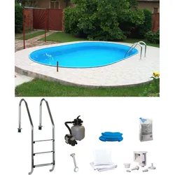 Ovalpool MY POOL BWT, weiß, B:300cm H:120cm L:490cm, Schwimmbecken, inkl. Einhänge-LED-Scheinwerfer