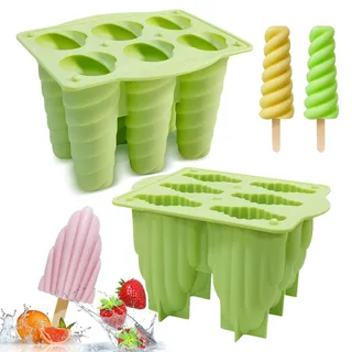 DEHUB Eisformen Silikon, Popsicle Formen Set,BPA Frei EIS am stiel Formen FDA-Zertifiziert Lebensmittelqualität Silikon-EIS-Pop-Hersteller,Ice Lolly Mold mit Sticks und Tropfschutz(Grün+Rosenrot,)