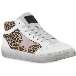 Damen Sneaker High in Weiss Leopard