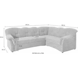DOMO collection Ecksofa »Papenburg B/T/H: 242/190/84 cm L-Form«, wahlweise mit Bettfunktion, Langer Schenkel links oder rechts blau