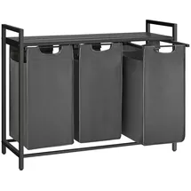Songmics Wäschekorb 3 x 38 L mit 1 Ablage schwarz-grau