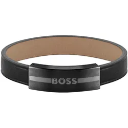 Armband »Schmuck Edelstahl Armschmuck Lederarmband LUKE«, 98820730-M schwarz-edelstahlfarben