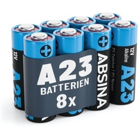 ABSINA 8x Batterie A23 für Garagentoröffner, 23A 12V Batterie Alkaline Batterie, (1 St)