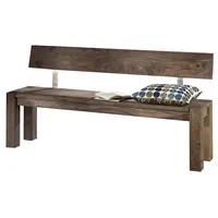 Massivmoebel24 Holzbank Sheesham Grau Geölt 160 x 35 x 76 cm