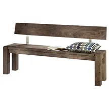 Massivmoebel24 Holzbank Sheesham Grau Geölt 160 x 35 x 76 cm